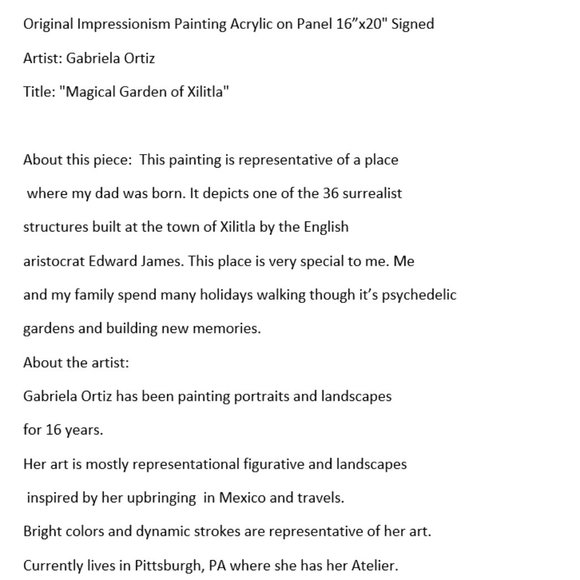 Original Acrylic on Canvas Painting Magical Garden - Picture 7 of 7